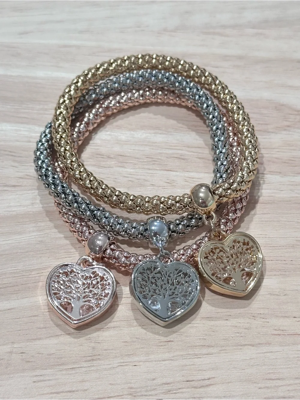 Pandora’s Box Tree of Life Heart Charm Bracelet 3 Piece Set
